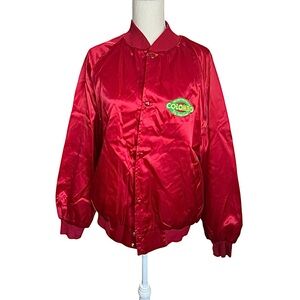 Vintage red Colombo bread Bomber Jacket street wear casual everyday snap front